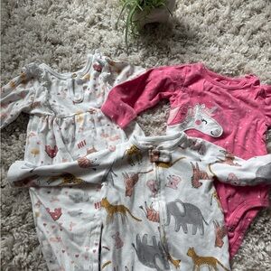 Carter's Pink and Cream Pajama Set with Playful Patterns